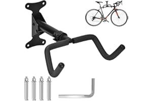 WDKXCN Bike Wall Mount, Foldable Bike Storage Wall Mount with Helmet Hook, Bike Hanger with Adjustable Distance, Space Saving Bike Rack Wall, Bike Hooks for Wall, Bike Wall Rack for Indoor or Garage