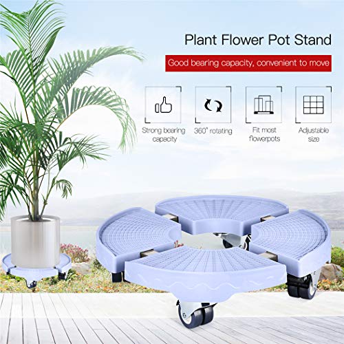 Inkint support de pot de fleurs avec roulettes Heavy Duty Plante Caddy support pour l'intérieur ou extérieur
