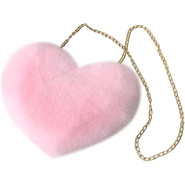 Cheap Purses Heart-Shaped Fluffy Shoulder Bag With Chain Crossbody