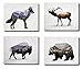 Produktbild Rustikale Elk, Bison, Wolf und Bär Landschaft Set; Kabine Lodge Decor; Antik Four 10x8in Paper Posters