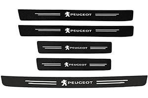 MINGFU 5pcs Car Door Sill Protector Strips for Peugeot 3008 E3008 P64 2024 2025, Carbon Fiber Threshold Protective Film Door Sill Trim Welcome Pedal Car Accessories