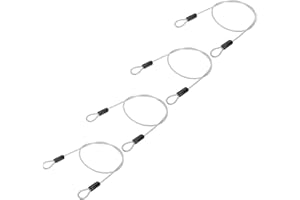 PATIKIL 3/16" Dia Vinyl Coated Stainless Steel Cable with Loops, 4 Pcs 3 ft (39") Flexible Wire Rope Security Chain Lanyard Lock for Outdoor Stage Lighting Luggage Lock, Clear