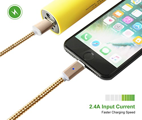 Lively Life 3in1 Magnetisches USB Ladekabel Datenkabel Type C Lightning und Micro USB Nylon braided Kabel für iPhone & Android Smartphones,iPad Tablets ,Macbook Air/Pro,Samsung Galaxy ,LG ,Sony Xperia,Google Pixel,Huawei ,HTC ,OnePlus, Motorola Moto,MP3 players, GPS, Camera and More(3.3ft/1m ,Golden) - 4