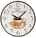 Produktbild Wanduhr aus Holz - " Kaffee / Cafe Parisen " - Ø 30 cm groß - schleichendes Uhrwerk ! - Uhr - Analog - Wohnzimmer & Kinderzimmer - für Erwachsene - Jungen Mädchen Kinder - Holzuhr / für Kinderuhr - Kaffeemotiv - Retro Shabby Chic - Männeruhr / Männer - schleichende Sekunde - Holzwanduhr Caffee - Cappuccino - Espresso / Kaffeetasse - Küchenuhr