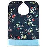 ROSENICE Adult Bibs Clothing Protectors Waterproof Pocket Bib Apron Washable with Crumb Catcher(Floral)