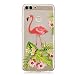 Produktbild IJIA Case Hülle für Huawei P Smart / Huawei Enjoy 7s , Transparente Flamingos Blume und Gras TPU Weich Silikon Stoßkasten Cover Handyhülle Schutzhülle Handytasche Schale Case Tasche für Huawei P Smart / Huawei Enjoy 7s (5.65")
