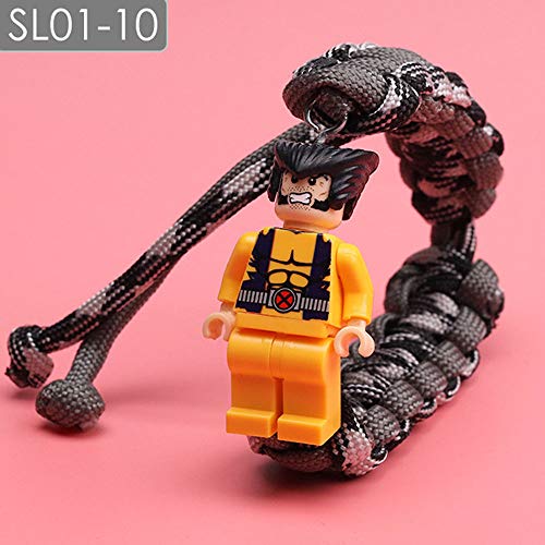 JLZK Bracelet de Survie Paracord d'urgence, Meilleure Trousse de Survie Wilderness pour Le Cadeau d'anniversaire de Noel de pêche de Camping, Taille réglable (Wolverine)