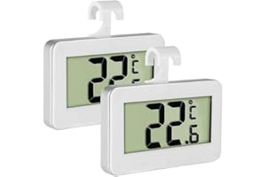 INRIGOROUS Pack of 2 LCD Digital Fridge Freezer Thermometer Monitor with Hanging Hook and Retractable Stand