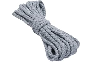 VOKENFORU 10 Meters Thicked Braided Cotton Rope Grey 5MM Wide Macrame Cord Drawstring Cotton Rope for DIY Projects/Scene Decoration/Sewing