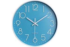 Taodyans Moderno Orologio da Parete Silenzioso Orologio da Cucina Quarzo da 30 cm (Azzurro-Bianco)