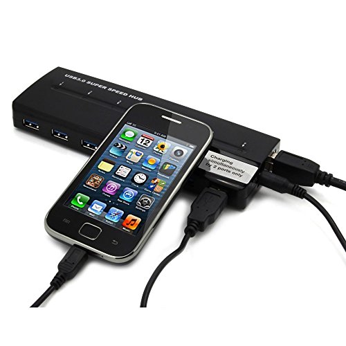 V.TOP USB 3.0 7 Port SuperSpeed Hub mit 20W Netzteil (BC 1.2 Schnelllade-Unterstützung für Android, Apple iOS und Windows Geräte) – Valentinstag Geschenk für Mann - 5