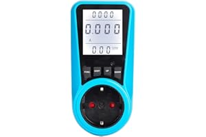 NAVESO Stromzähler für Steckdose, Stromverbrauchsmesser mit LCD Hintergrundbeleuchtung, Leistungsmessgerät 230v Überlastsicherung 3680W MAX 16A, Energiekostenmessgerät, Stromkostenmessgerät Smart