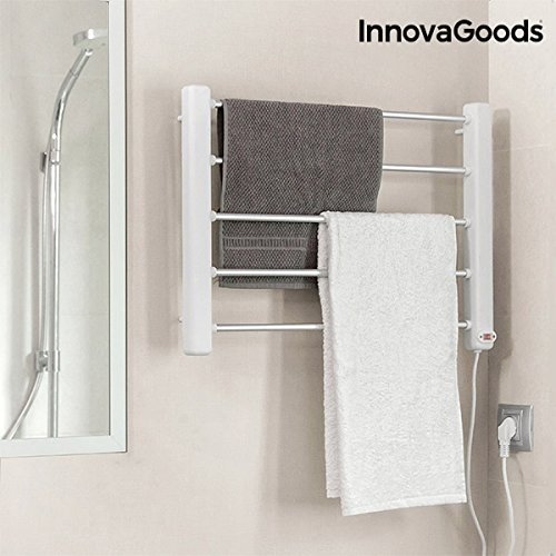 InnovaGoods Toallero Eléctrico de Pared, Aluminio y ABS, Blanco/Gris, 60x43x4 cm