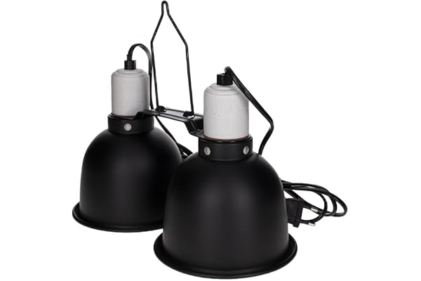 Reptiles Planet - Twindome 14 - Double Support d'Ampoule à Suspendre ou à Poser sur le Terrarium - Ø 14 cm - H 16 cm, Noir