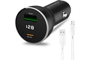 TONSINY Ładowarka samochodowa Supervooc do Oppo Find X5/Reno8/A54, adapter samochodowy warp do Oneplus 11/Nord 2T, 2-portowa ładowarka do zapalniczki samochodowej 12/24V z kablem USB C do Realme GT Master/9/8