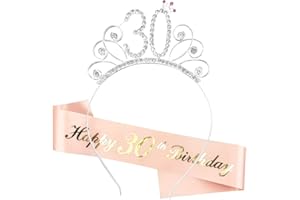Zaloife Birthday Crown Sash, Birthday Crown Sash Hen Party Set, Crystal Tiara Crown Headband with Satin Sash, Girl Birthday Decoration