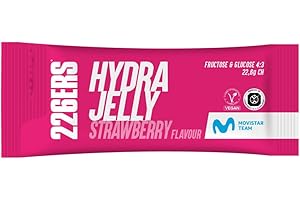 226ERS - Hydrajelly, Gel Energético Textura Gelatina, 40 g, a Base de Glucosa y Fructosa, Energía Inmediata, Recuperación Muscular, Aporte de Sodio, Mejor Asimilación y Digestión, Sabor Fresa