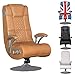 Produktbild FineBuy Soundchair SPENCER Gaming Chair Caramel Multimediasessel Musik Rocker mit eingebautem Soundsystem Sessel mit Lautsprecher & Subwoofer Music mit Armlehnen und Standfuß