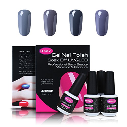 UV nagellack von Clavuz gel shellac set nagellack nail polish set soak off gel Grau (4xStück 8ML)