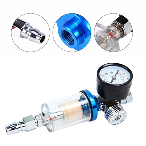 Latinaric 1/4″ Luftdruckregler Filterdruckminderer mit Manometer und Wasserfängerfilter - 6
