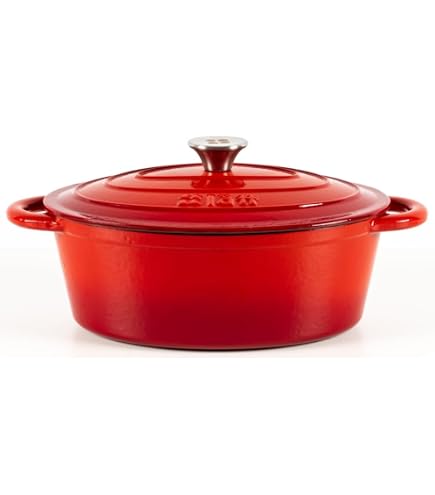 Gastro Ristorante Cocotte Ovale In Ghisa | Tegame Per Forno Con Coperchio | Colore Nero | Dimensioni 12x9x5 Cm