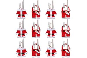 Gudotra 12 Pièces Porte Couvert Noël Décoration de Table Noël Cadeaux de Noël (Costumes du Père Noël)