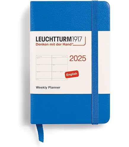 LEUCHTTURM1917 372730 Mini Agenda Semainier 2026, Format A7, Noir, En Anglais