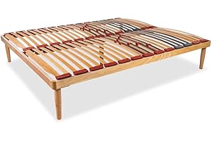 Materassimemory.eu Rete Matrimoniale Modello Dynamic Misura 160x200 in Legno di faggio con doghe Ammortizzate e basculanti e regolatori di rigidità Zona Lombare