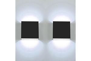 CHEVVY 2 Pezzi Applique LED Interni 7W Luce Bianco Fredda 6000K Applique Quadrate Nero LED Lampada da Parete Interno Applique LED da Parete Interno Classico Applique a LED
