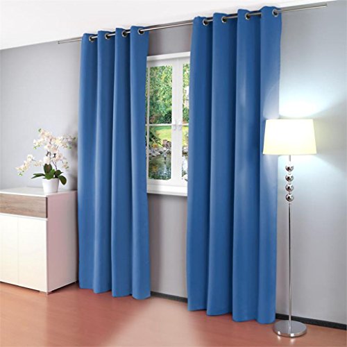 Thermogardine Alana Verdunklungsgardine Blickdicht mit Ösen ca. 135 x 245cm (Blau)
