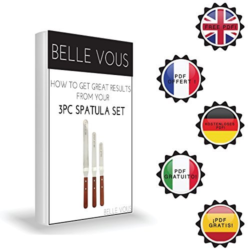 Belle Vous 3 Winkelpalette Set – 3 Winkelpaletten / Spachtel Edelstahl Streichmesser Profi 20 cm, 15 cm & 10 cm Glasurmesser Icing Spatula Set für Fondant und Kuchen Dekorieren - 7