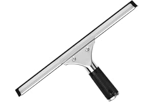 Tibapla Escobillas de Goma Profesional, Rasqueta Limpiacristales Multiusos de 35cm, Rasqueta de Silicona para Ventana, Limpiacristales de Acero Inoxidable para Baño, Cristal, Puerta de Ducha