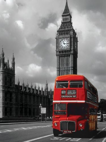 Pyramid International London Red Bus Digital Canvas, 60cm x 80cm