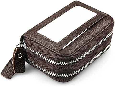 MeiliYH Ladies Simple Fashion Handbag Leather Double Zipper Large Capacity RIFD Anti-magnetic Card bag for Women