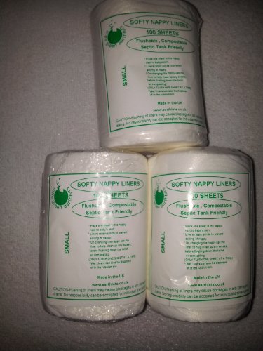 Little Green Earthlets Flushable Nappy Liners Softy - 3 Rolls SMALL