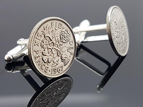6d "Sixpence" dated cufflink, please pick your year, ideal for weddings, birthdays, the perfect gift to remember that special date in your life. (YEAR 1965)