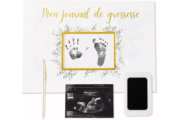 Janazur Journal de Grossesse a remplir Kit d'Empreintes Bébé Livre de Grossesse 4 Cartes a Gratter Annonce Les premières Fois de Bébé Checklist Baby Shower Cadeau Future Maman Souvenirs