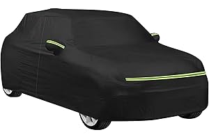 KMDZDZGS Car protective cover, Car cover Waterproof sun protection anti-scratch, dust weatherproof UV protection, car tarpaulin with zip and cotton lining, for SUV/hatchback/sedan (Black + Green, YXL)