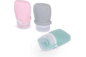 NiCoLa Reiseflaschen-Set, Mini-Kosmetik-Silikon-Reiseflaschen, 3 Stück, 30 ml, auslaufsichere Reiseflaschen für Shampoo, Conditioner, Lotion, Toilettenartikel (Hellrosa, Minze, Hellgrau)