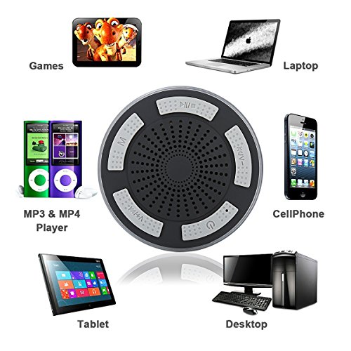 Bluetooth Shower Speaker,Haissky Certified Waterproof Wireless Speakerphone Pairs To All Bluetooth Devices Samsung iPhone iPad iPod PC FM Radio (Grau) - 3
