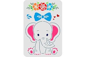 FINGERINSPIRE Plantilla de elefante para bebé, 29,7x21cm bonita plantilla de pintura de elefante para bricolaje, elefante reutilizable de plástico para pintar en madera azulejos papel tela pared