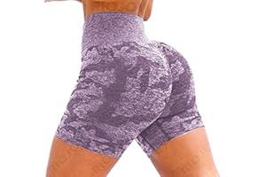 RIOJOY Camo Seamless Shorts Women High Waist Gym Running Cycling Booty Sports Shorts Summer