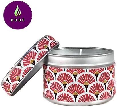 Chocolat Cherry scented candle with vegetable wax in metal box dressed with fans fabric. Personalised gifts, gifts for mum, gifts for friends, christmas Gifts, birthday gifts wedding valentine Day