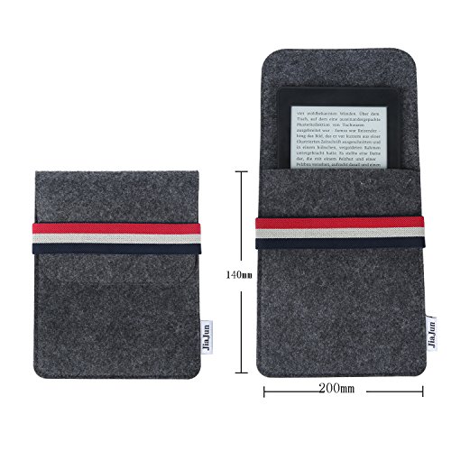 Jiajun Kindle Paperwhite Hülle Case Filz für Amazon neue Kindle Paperwhite 1/2/3 und Kindle Fire HD 6 Verschluss mit Gummiband (Schwarz) - 5