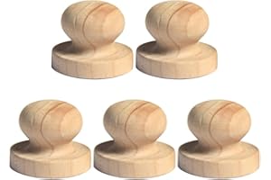Exceart 5pcs Wooden Stamp Handle Round 5CM Wooden Rubber Stamp Crafting DIY Scrapbooking Stamp Making Material