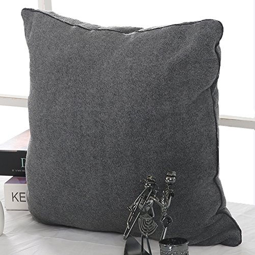 Deconovo Polar-Fleece Kissenbezüge, soft Kissenhüllen, Auto Dekokissen, Cushion Cover, 45×45 cm, Dunkelgrau - 2