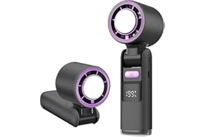 PZCC Mini Ventilateur Climatiseur Portable,Pliable Ventilateur Avec écran LED Fonction de refroidissement,1-199 vitesses de Vent 5000mAh Turbo Ventilateurs de Cou Pour Le Plein Air, Le Camping,Bureaux-Gris