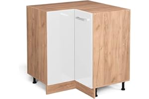 ‎VICCO Vicco Eckschrank R-Line, Weiß Hochglanz/Goldkraft Eiche, 75.6 cm ohne Arbeitsplatte