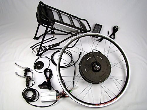 xGerman Retrofit Kit 500 W/36 V, Front Wheel Drive with LED Display with Rear Mounted Battery 11Ah