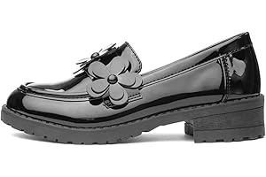 Lilley Regina Girls Black Patent Flower Loafer